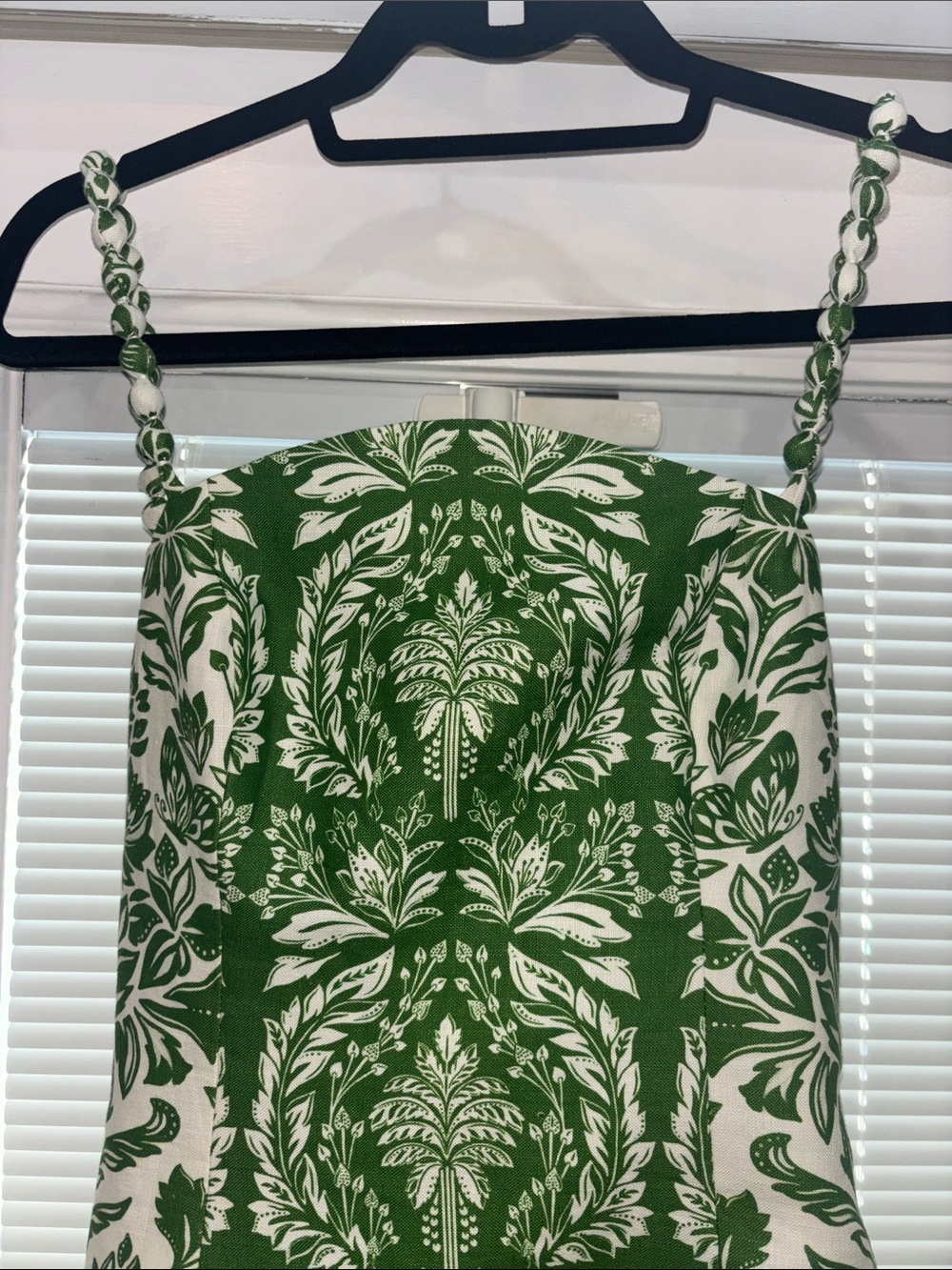 Farm Rio Green Floral Delhi Tapestry Beaded Straps Midi Dress - Picture 3 of 5